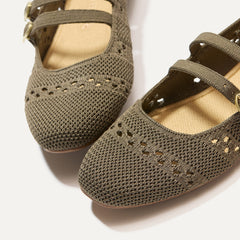 The Double Buckle Mary Jane - Safari Crochet